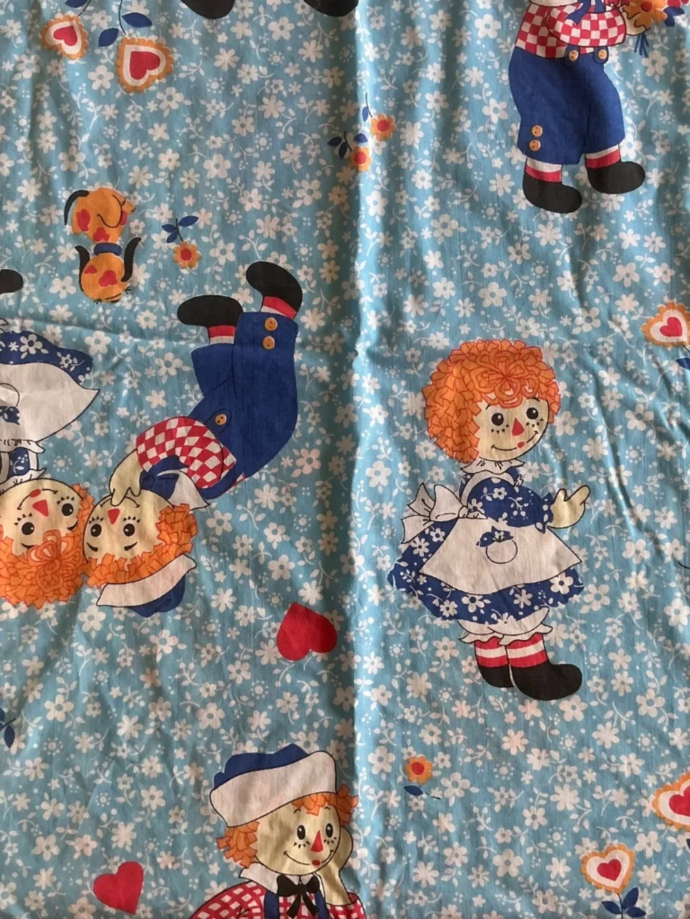 VIntage Sears Raggedy Ann & Andy FULL (82 x 94) Flat sheet + 1 pillowcase